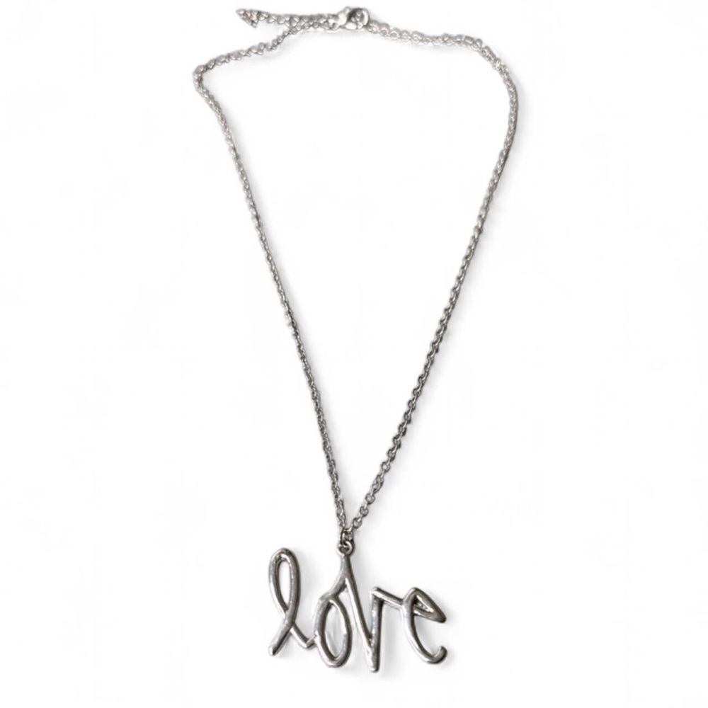 Silver Script “Love” Pendant Necklace - 18” Length
